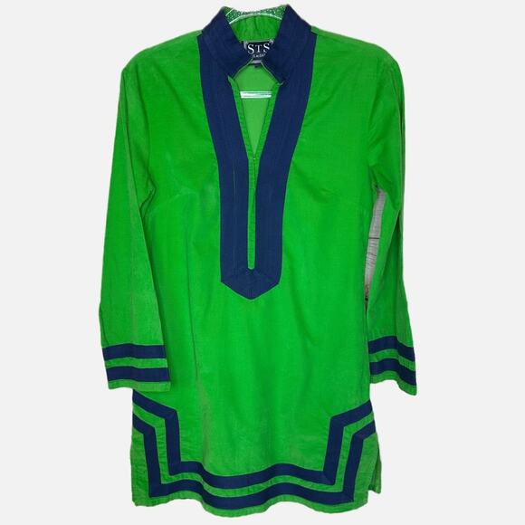 Sail to Sable Calliope Corduroy Tunic Dress - GREEN & NAVY - Picture 1 of 8